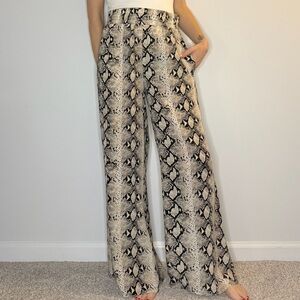 L'AGENCE Snakeskin Wide-Leg Pants (small)